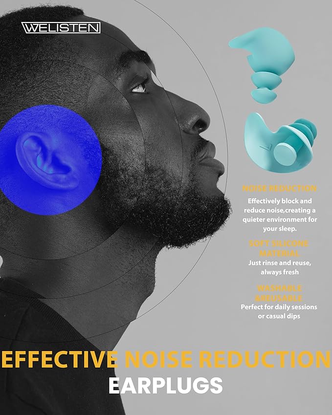 Ear Plugs for Sleeping Noise Cancelling, Soft Reusable Silicone Hearing Protection Earplugs for Sleep, Noise Sensitivity, Concerts, Work, Study, Ergonomic Design with Storage Case - Green