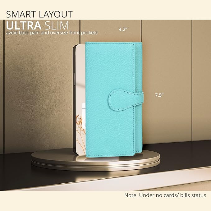 Real Leather Women Wallet Leather with RFID Blocking -Trifold Card Holder Designer Ladies Clutch with ID Window Wallets