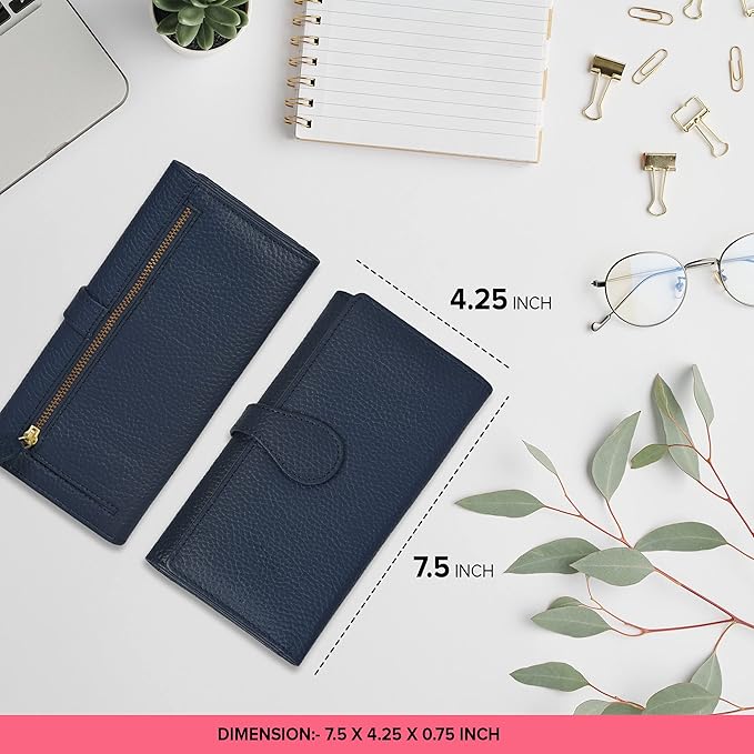 Real Leather Women Wallet Leather with RFID Blocking -Trifold Card Holder Designer Ladies Clutch with ID Window Wallets