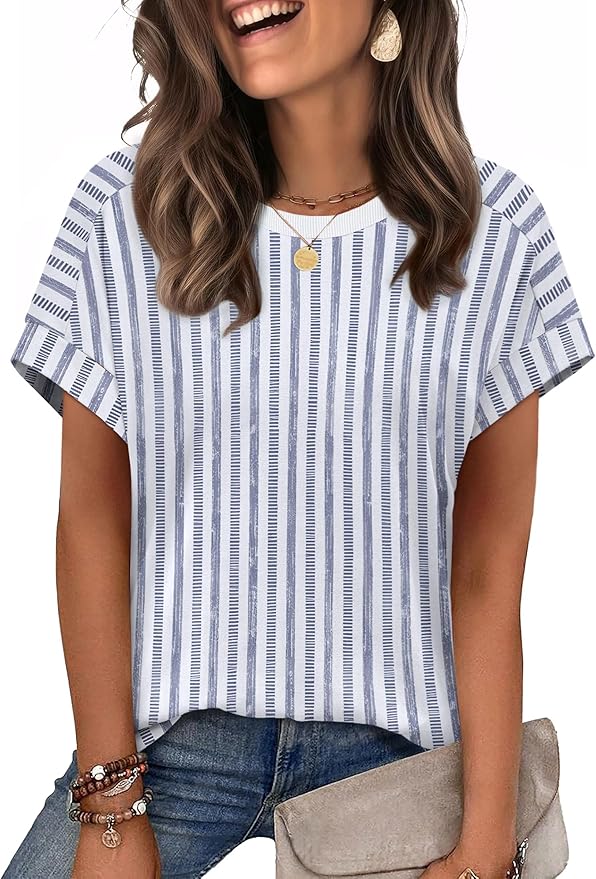WIHOLL Womens Tops Short Sleeve Shirts Summer Outfits 2026 Spring Dressy Casual Clothes Clothing