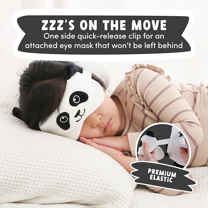 ecoZen Lifestyle Travel Neck Pillow with Eye Mask - Kids Travel Pillow for Sleeping - Toddler Travel Essential and Travel Accessories, Road Trip and Airplane Travel Essentials