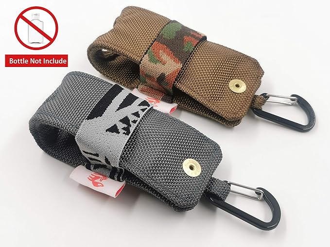 Travel Size Hand Sanitizer Holder,Bottle Case and Carabiner Carrier bag-Portable Mini Waist Bag for Liquids Clip On Backpack and Purse - Not Include Empty 60ml/ 2 oz bottle. (2 Pack)