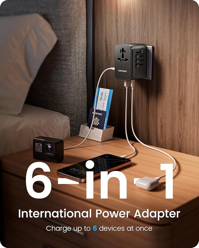 LENCENT 28W Universal Travel Adapter Kit, Type D/G/C/I/A International Adaptor with 3 USB C 2 USB A, Worldwide Charger for Europe UK Maldives Sri Lanka India Nepal Ghana Zimbabwe Tanzania Nigeria