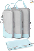 Hynes Eagle 6 Set/ 4 Set/ 2 Set Compression Packing Cubes Travel Essentials Lightweight Nylon Luggage Suitcase Organizer Bag Light Blue 4PCS