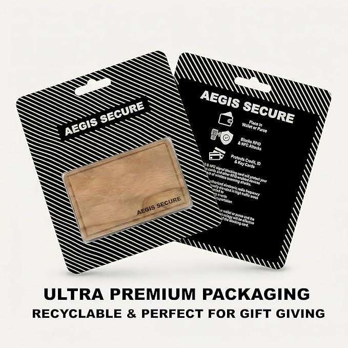 RFID Blocking Card – Active NFC Contactless Credit & Debit Card Protector, Anti-Theft RFID Blocker for Entire Wallet, ID & Passport Protection, Premium Slim Card Fits Wallet & Purse (Wood)