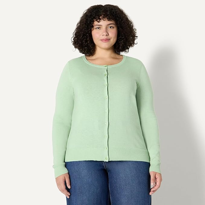 Amazon Essentials Women's Lightweight Crewneck Cardigan Sweater (Available in Plus Size)
