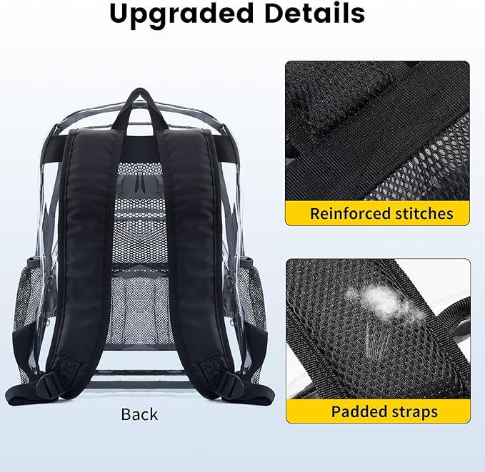 Vorspack Clear Backpack Heavy Duty PVC Transparent Backpack Extra Large Clear Backpacks with Reinforced Strap for College Workplace Security - Purple