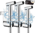 Handheld Toilet Bidet Sprayer for Toilet-Adjustable Water Pressure Control with Bidet Hose for Feminine Wash, Stainless Steel Brushed Nickel Cloth Diaper for Baby Wash (Stainless Steel, 3 Pack)