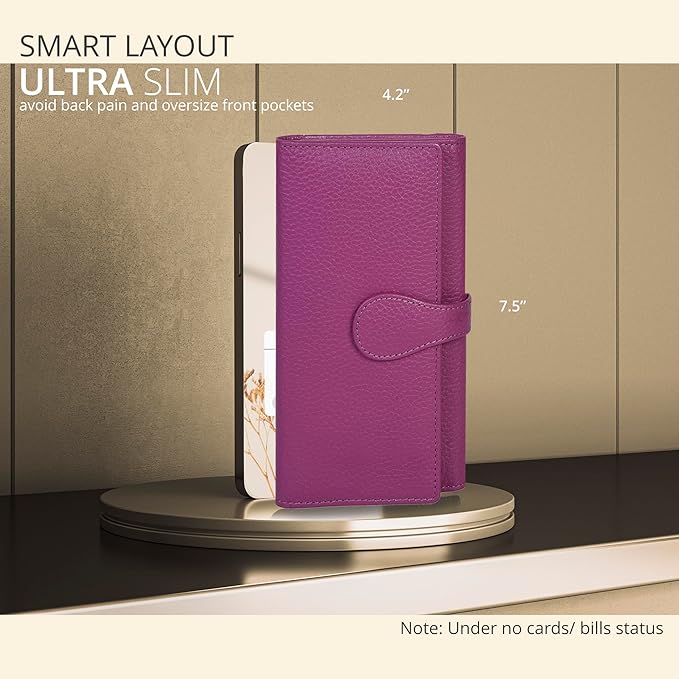 Real Leather Women Wallet Leather with RFID Blocking -Trifold Card Holder Designer Ladies Clutch with ID Window Wallets