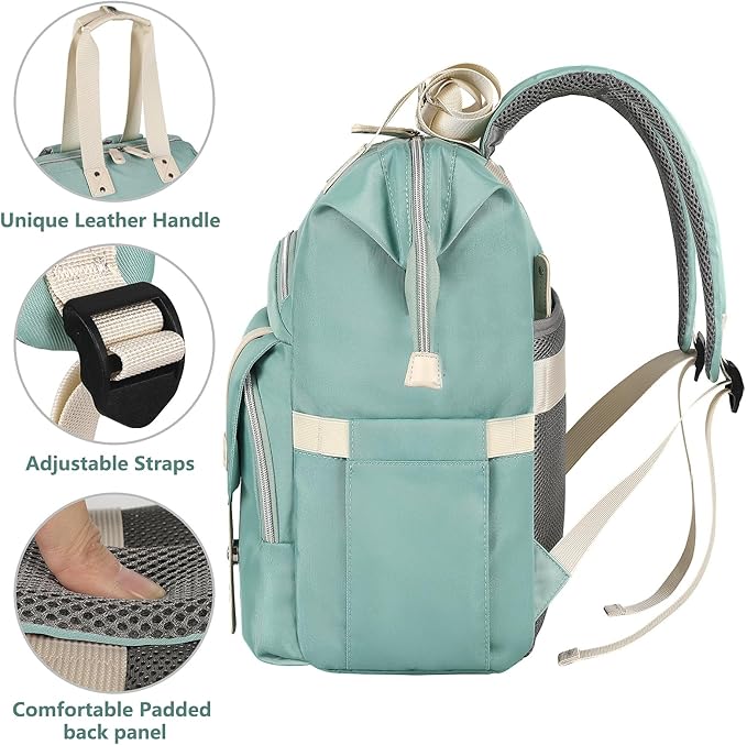FALANKO Laptop Backpack for Women, Doctor Teacher Nurse Work Bookbag for 17.3 Inch Laptop, Large Travel Wide Open College Shoulder Purse Bag With RFID Anti Theft Green