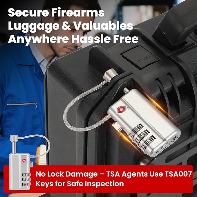 Professional Gun Case Lock TSA Approved – Heavy-Duty, Cut-Resistant & Child-Safe Security Padlock for Firearms, Pistols, Rifle Cases, and Travel Luggage