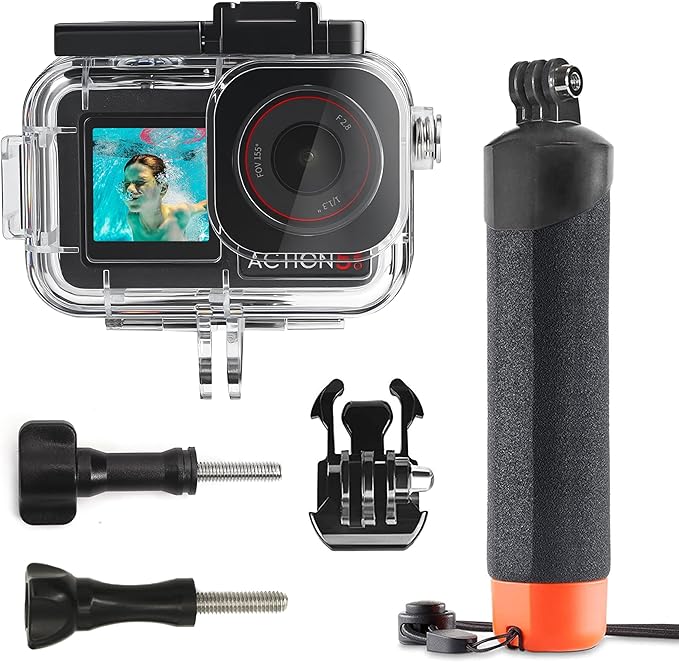 FitStill 60M/196FT Diving Kit for DJI osmo Action 5 pro/4/3, Waterproof Housing + Buoyancy Handle for Underwater Shooting DJI Action 5pro/4/3 Protective Accessories
