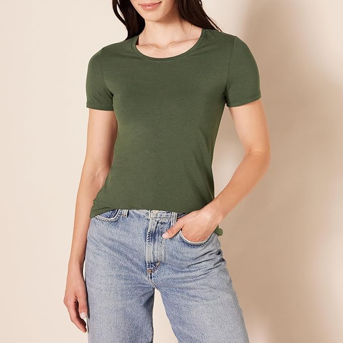 Amazon Essentials Women's Regular-Fit Short-Sleeve T-Shirt (Crewneck and V-Neck Options), Multipacks