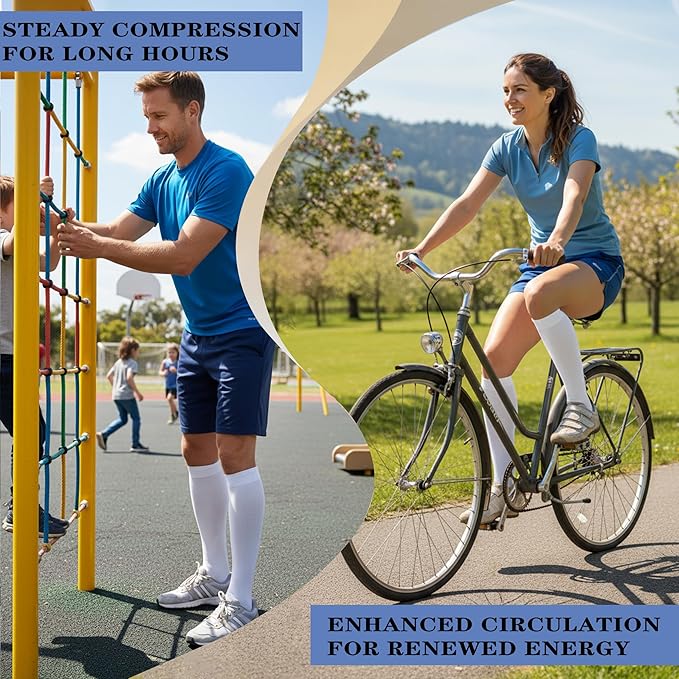 Sooverki Copper Compression Socks for Men & Women 8 Pack 15-20mmHg - Knee High Stockings Best Support for Running Athletic