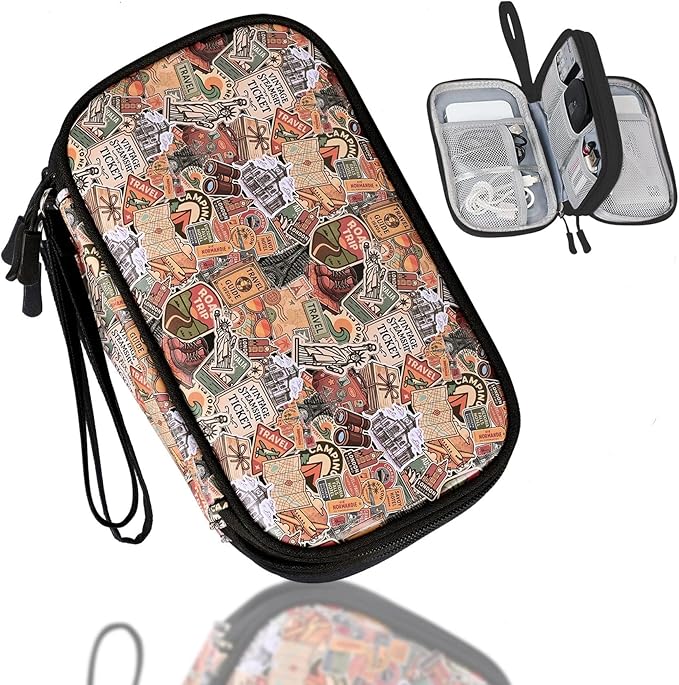 COSHAYSOO Electronics Travel Organizer Tech Bag Charging Cords Case USB Cable Charger Accessory Car Pouch, Practical Trip Gifts for Women Beach Vacation Airplane Cruise Traveling Essentials Scenery