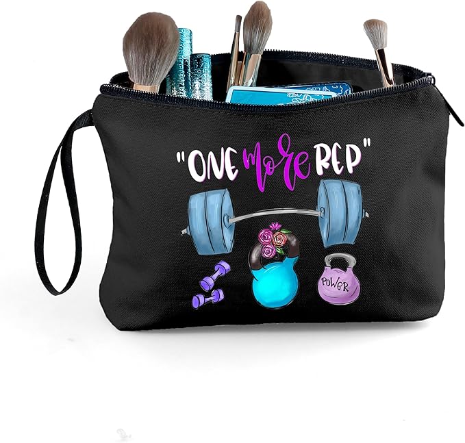 Workout Gym Exercise Gifts for Fitness Lovers Personal Trainer Women Female Friends Sister Friend, Small Black Makeup Cosmetic Bag