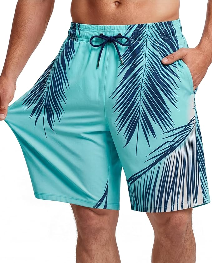 Men Swim Trunks 9 Inch with Mesh Lining Breathable Quick Dry Drawstring Pockets for Summer Beach Pool Board