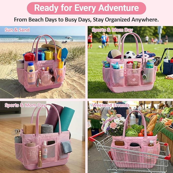 Organizer Insert Compatible with Extar Large Bogg Bag Inner Outer Bag Cover Multi-Pocket Liner with Zip Pouch Easy-Access Exterior Mesh Pockets Picnic Camping Baseball Football Girls Women Mujer Mama