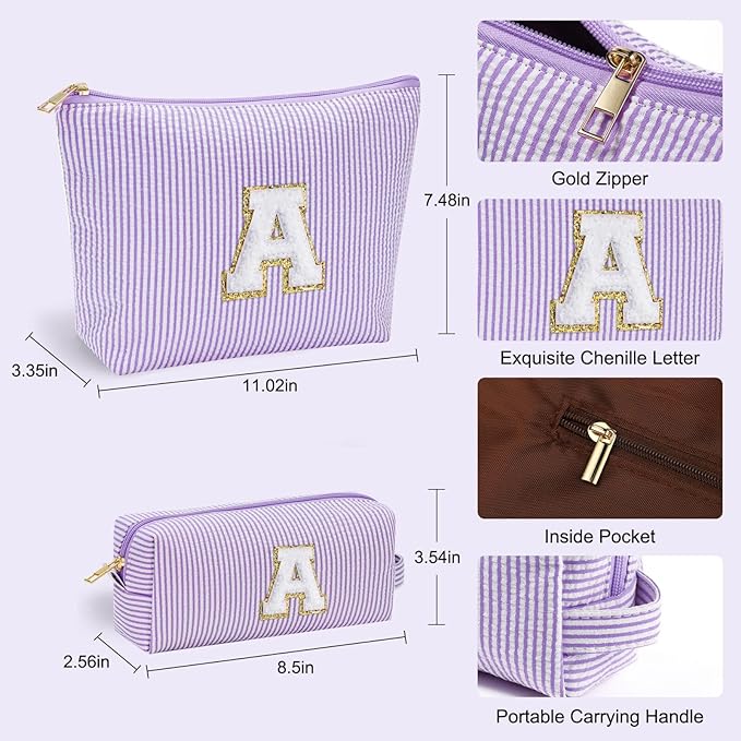 YOOLIFE Birthday Gifts for Women Mom - Makeup Bag Gifts Idea for Her Mom Teacher | Personalized Cute Initial Makeup Bag Pouch for Women Friends Female Girlfriend Wife | Cosmetic Travel Toiletry Bag I