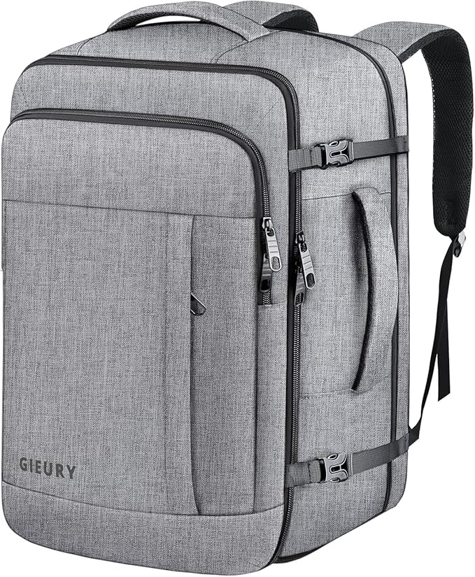 Carry On Backpack, Extra Large 40-50L Travel Backpack for Men & Women, Expandable Backpack For Airplanes, 17 Inch Laptop Backpack, Luggage Suitcase 40L Daypack Lightweight Business Weekender Bag, Grey