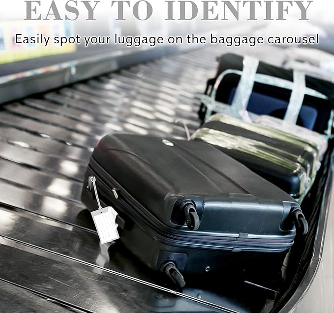 50 Pack Luggage Tags for Suitcases, Airplane Travel Essentials for Flying, International Travel Must Haves, and Luggage Accessories by Sodsay