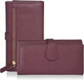 Real Leather Women Wallet Leather with RFID Blocking -Trifold Card Holder Designer Ladies Clutch with ID Window Wallets