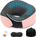 Travel Pillows for Airplanes Ergonomic Memory Foam Neck Pillow for Travel - 360° Head & Neck Support for Sleeping on Flights, Cars, Trains & Office (Pink-2)