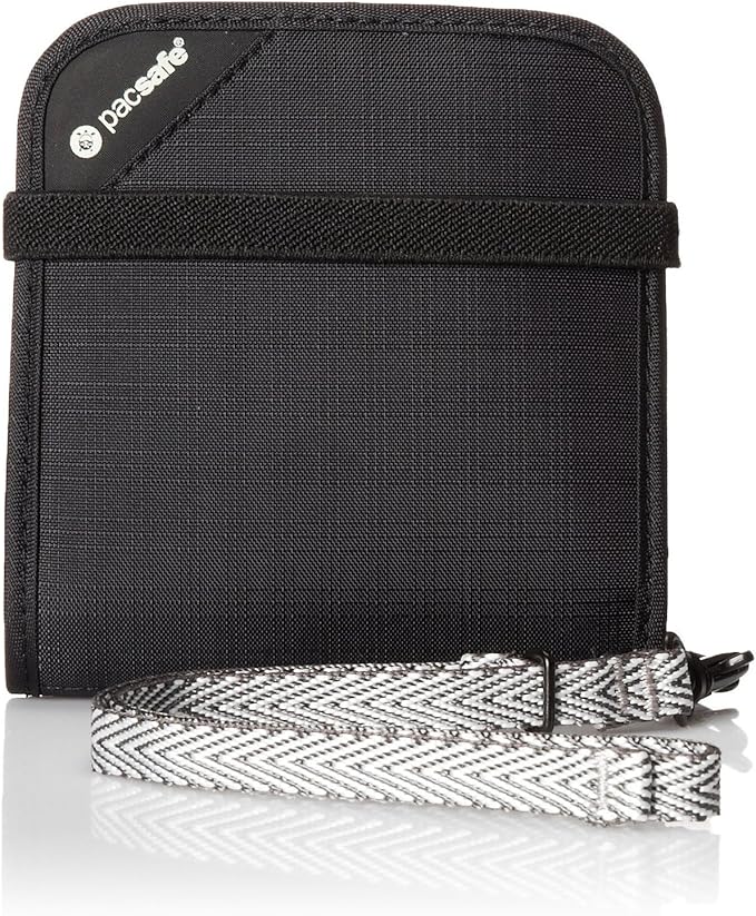 Pacsafe RFIDsafe V100 Anti-Theft RFID Blocking Bi-Fold Wallet, Black