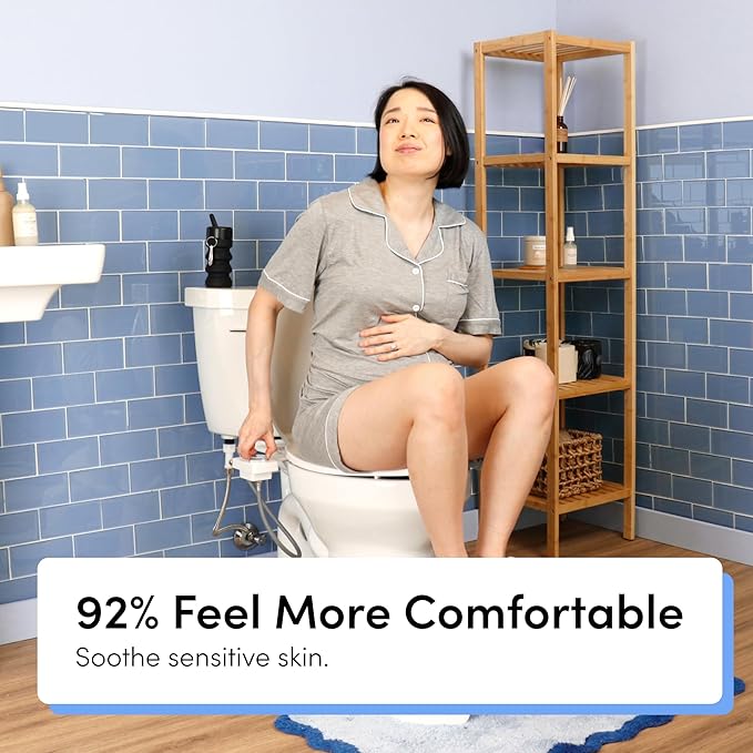 TUSHY Fresh Cool Water Bidet: Ultra Slim Toilet Seat Attachment (Non-Electric Self-Cleaning Hygienic Nozzle) Easy DIY Install <10 Min | Adjustable Water Pressure Control, Silver Knob
