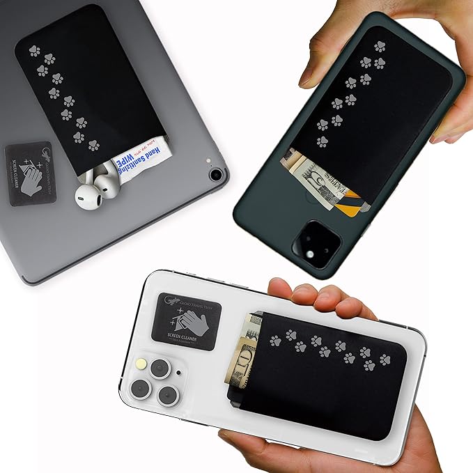 Phone Wallet - Adhesive Card Holder - Cell Phone Pouch - Stick on Lycra Pocket by Gecko - Carry Credit Cards and Cash