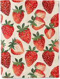 Strawberry Flannel Blanket - Fresh Sweet Summer Fruit Berry Throw - Lightweight Soft Cozy Gifts Blankets for Kids Adult,Modern Home Room Picnic Bedroom Rustic Country Decor 60x80in