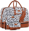 Weekender Bag for Women, Large Overnight Bag Canvas Travel Duffel Bag Carry On Tote with Shoe Compartment 21" 3Pcs Set