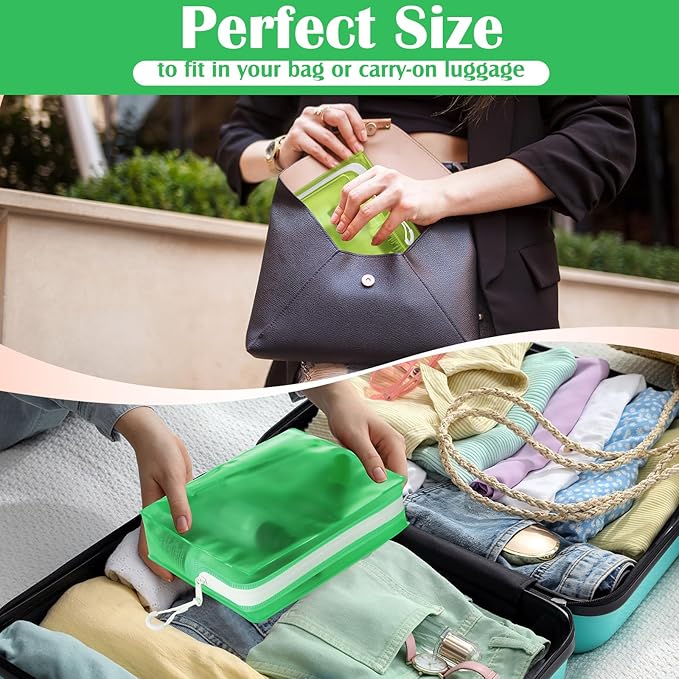 4 Pack TSA Approved Travel Toiletry Bags Frosted Translucent Leak-proof Cosmetic Makeup Bags for Women Men Travel Organizer Airport Security(Green,6.7 x 5.5 x 1.8 Inch)