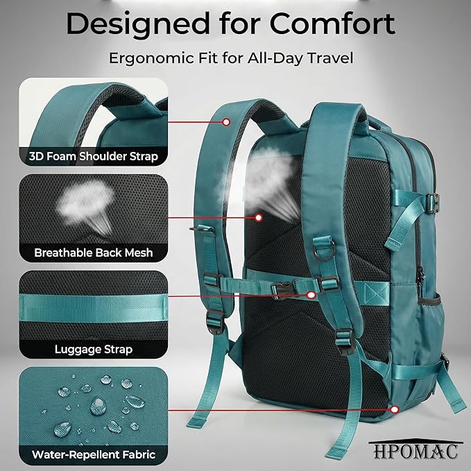 Vacuum Compression Backpack, Carry-On Size Travel Backpack with Vacuum System and Pump, Expands to 40L Packing Capacity, Fits 17” Laptop & 2–5 Days of Clothes, Water-Resistant Compression Backpack