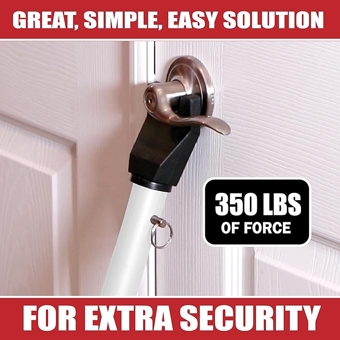 Dual Security Bar, 1-Set Adjustable-Length Portable Strong Door Bar for Hinged and Sliding Patio Doors & Windows, Home Travel Security, Extends 28 in. to 45 in., White