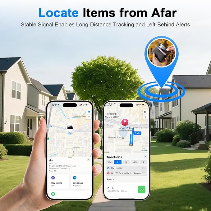 Trendia Compatible with AirTag Wallet Tracker, Smart Card Finder, Apple MFi Compatible (iOS Only), App Controlled Anti Loss GPS Tracker, IP68 Waterproof, Item Locator for Luggage Tags, Purses, Grey