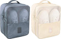 Travel Shoe Bags 2 Pcs of Shoe Organizers Set for Suitcase Hold 3 Pair of Shoes Waterproof Shoe Packing Cubes for Travel and Daily Use Storage Pouch with Handle (Grey+Beige)