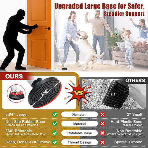 2 Pack Door Security Bar – Anti-Slip 600LB Heavy Duty Door Stopper Jammer Stick, Adjustable 24.5-50.7'',Portable Travel Safety Lock Blocker for Home, Apartment, Hotel, Front & Sliding Doors