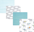 Hudson Baby Unisex Baby Cotton Flannel Receiving Blankets, Teal Elephant, One Size