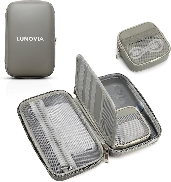Hard Shell Tech Organizer – Protective Travel Case for Cables, Chargers & Accessories | Mid-Size Electronics Organizer with Removable Pouches