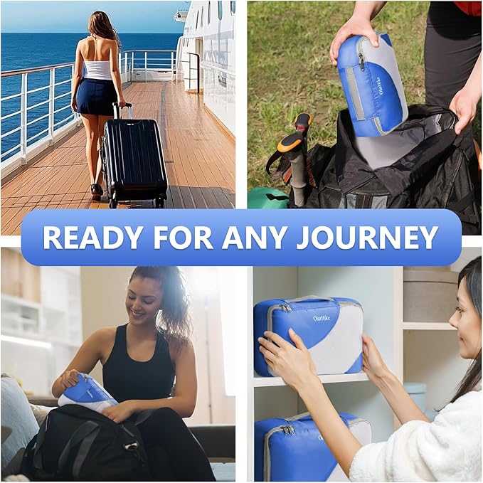 8 Set Packing Cubes for Travel, Gifts for Women Mom,Anti-Tearing Suitcase Organizer for Luggage with Shoe & Hanging Toiletry Bag,OlarHike Vacation Essentials & Accessories for Cruise Ship,Klein Blue