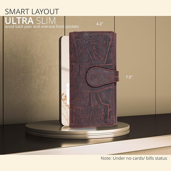 Real Leather Women Wallet Leather with RFID Blocking -Trifold Card Holder Designer Ladies Clutch with ID Window Wallets