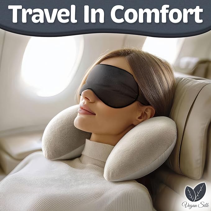 Sleep Mask - Black, 100% Tencel Derived from Natural Wood Pulp - Lightweight Eye Mask with Adjustable Strap - Blackout Blindfold for Women & Men - Comfortable Light Blocking Eye Cover