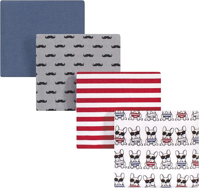 Hudson Baby Unisex Baby Cotton Flannel Receiving Blankets, French Dog, One Size