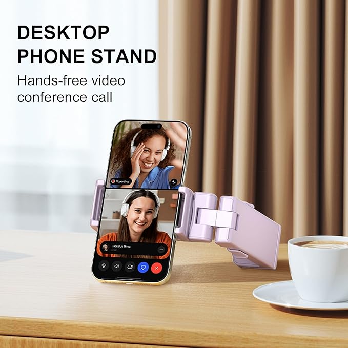 Perilogics Universal Airplane Phone Holder Mount – [Silent Version] Handsfree Travel Phone Holder for Tray Table, 360° Adjustable Phone Mount for Flying, in-Flight Travel Stand for iPhone & Android