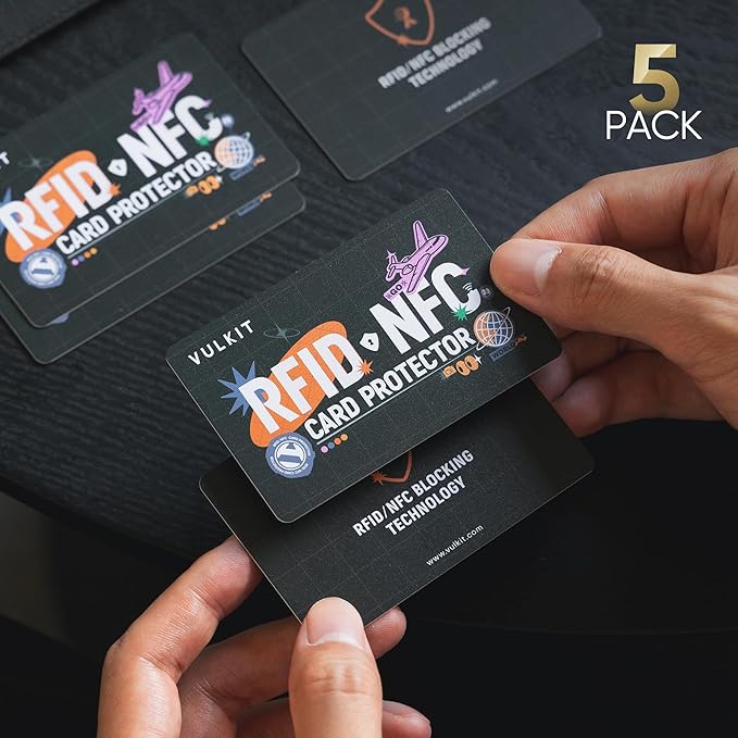 VULKIT 5 Pack RFID Blocking Cards, RFID/NFC Protectors NFC Contactless Protection Wallet Shield Travel Essentials