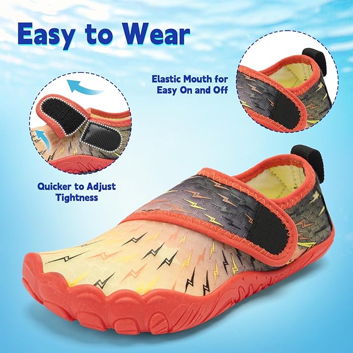 Kids Water Shoes Boys Girls - Wide Toe Box Quick Dry Barefoot Shoes Breathable Non Slip Aqua Athletic Sneakers for Swim Beach Pool Kayak Hiking Sand Walking Travel Essentials (Little Kid/Big Kid)