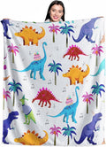 Wajade Toddler Fleece Dinosaur Blanket for Boys, Soft Throw Blanket with Dinosaur Print, Birthday Christmas Halloween Decor for Children, 50"x60"