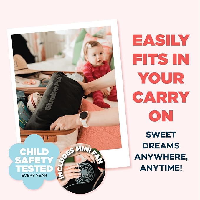 SlumberPod with Fan The Original Blackout Sleep Tent Travel Essential for Baby and Toddlers, Mini Crib and Pack n Play Cover, Sleep Pod with Monitor Pouch and Fan Pouch, Blocks 95%+ Light, Black