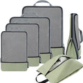 BAGAIL 4 Set/6 Set/8 Set Compression Packing Cubes Travel Accessories Expandable Packing Organizers (Half Mesh, 6-Matcha Green)